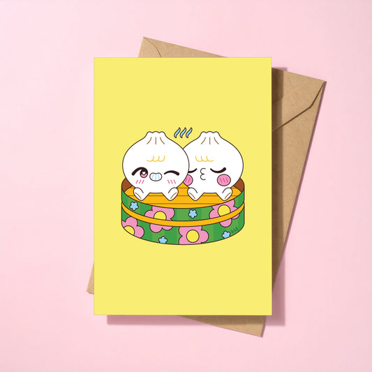 Tasty Dumplings reusable greeting card with kraft envelope