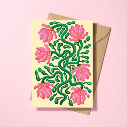 The Pink Bouquet reusable greeting card with kraft envelope