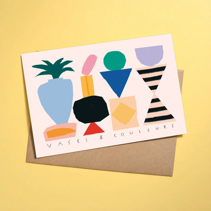 Vases & Couleurs reusable greeting card with kraft envelope