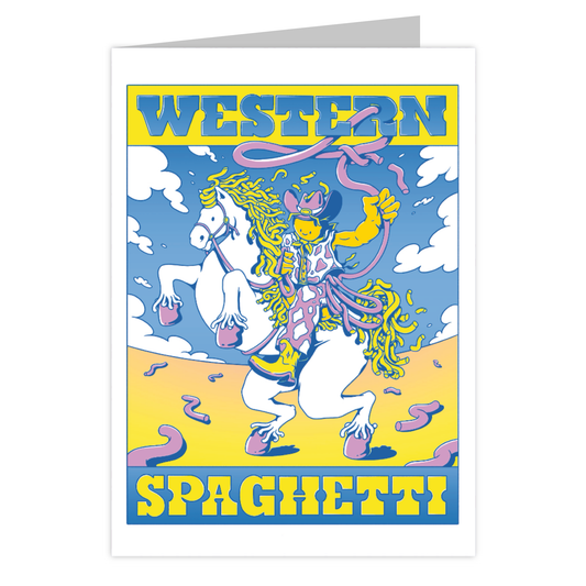 Front of the Western Spaghetti reusable greeting card