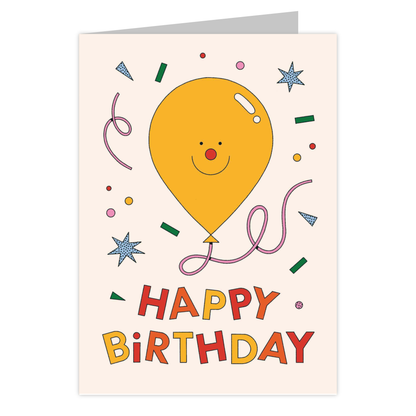 Front of the Yellow Balloon reusable birthday card