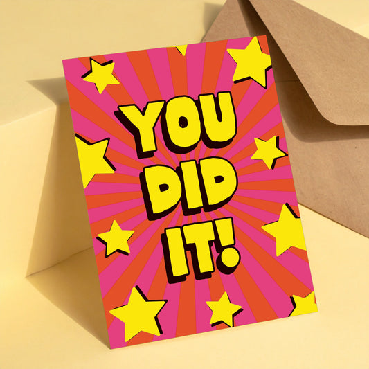 You Did It! reusable congratulations card with kraft envelope